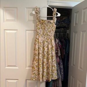 BCBGeneration Cream and Yellow Sundress Sleeveless Square Neck - flutter sleeve